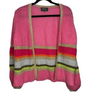 WYSE London Luxury Angela Stripe Mohair Cardigan Pink Metallic Gold Size S/M